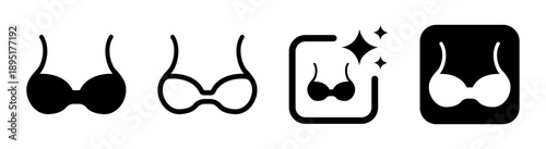 Women bra icon representing feminine undergarments fashion and health themes in black vector illustration with transparent background