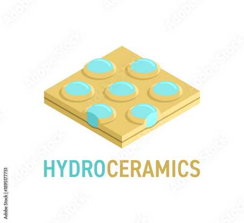 Hydroceramics sustainable building material emblem