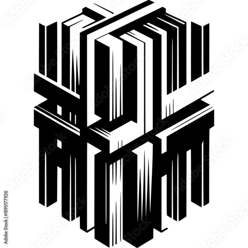All Right Text in Cube: Bold and intricate, a cube-shaped artwork forms the words All Right with a striking interplay of lines and shadows, perfect for conveying affirmation and approval.