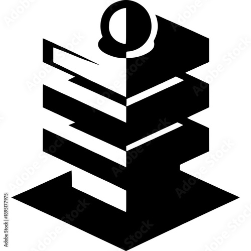 Geometric Book Stack: A sleek, modern design showcases a minimalist illustration of stacked books, embodying knowledge, learning, and the pursuit of wisdom.