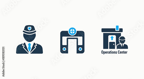 Urban Public Transportation and Operations Icons: Train Systems, Station Entrances, and Command Center Management