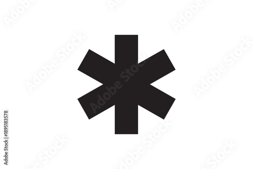 Black asterisk symbol on a white background, representing a generic medical or emergency star sign