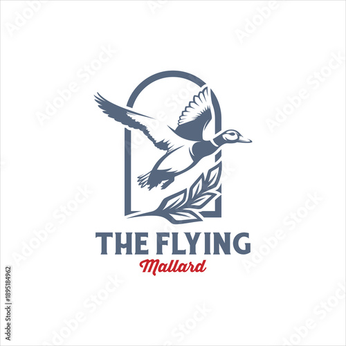 Flying Bird Duck Mallard Waterfowl Logo Design