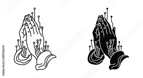Praying Hands with Arrows Illustration Design