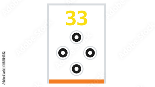 Minimalist design with number thirty-three and geometric target elements