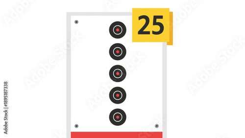 Shooting target with score marker icon on white background