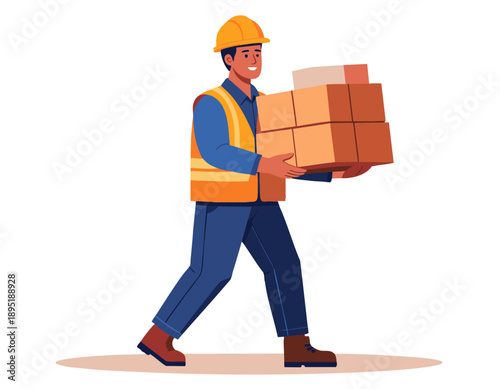 Flat vector illustration of a construction worker