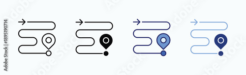 Roadmap Icon Sheet Multiple Style Collection Isolated Vector