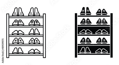 Shoe Rack Vector Illustration - Organized Footwear Storage
