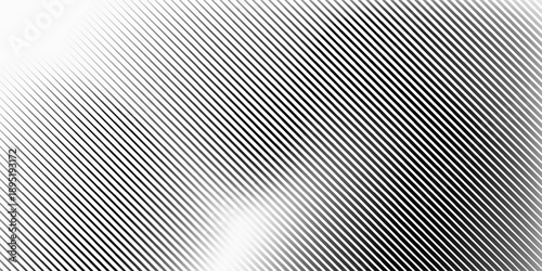 Slant line black halftone gradation texture on white background. Fading diagonal stripe modern design. Mesh presentation effect
