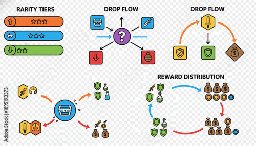 Game Achievement Progress and Badge Mechanics – Vector Illustration