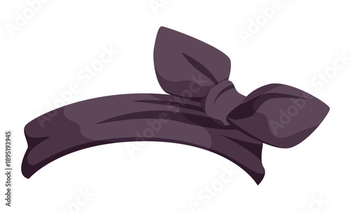 Fashionable purple headband with large bow on white background, isolated accessory vector illustration
