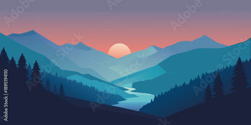 Serene mountain landscape at sunset