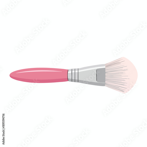 Pink Makeup Brush with Soft Bristles on White Background