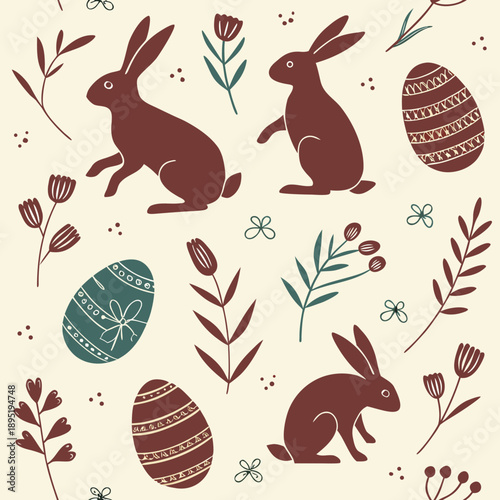 seamless pattern with easter rabbits