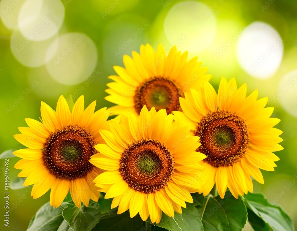 Obraz premium Bright Yellow Sunflowers in Full Bloom.