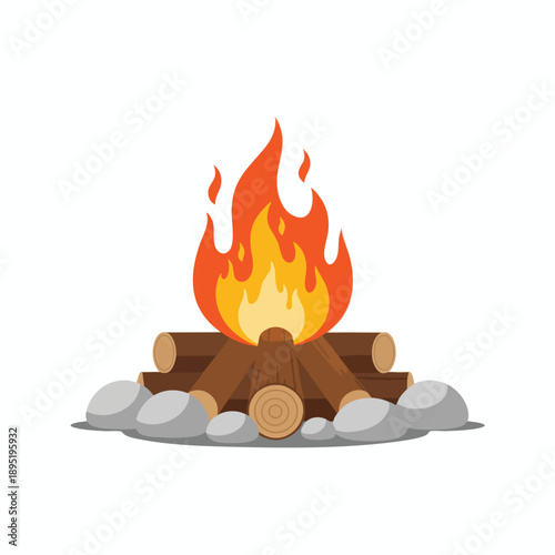 Campfire Illustration with Flames