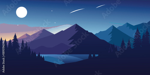 Serene nighttime mountain landscape
