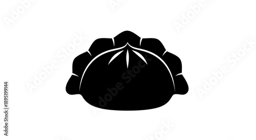 Black Dumpling Icon on White Background.