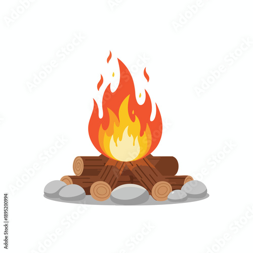 Campfire Illustration with Flames