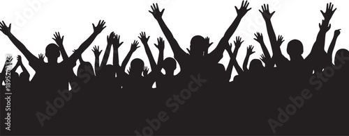 People crowd silhouette vector illustration for concert party festive event celebration background