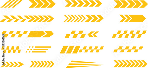Motorsport racing car stripe icon set vector featuring checkered flag symbols, bold finish lines, speed graphics for automotive sport branding