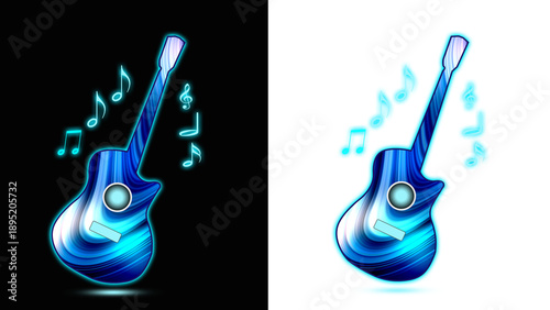 Colourful Guitar and musical  instrument  line on transparent png background. Blue colour Musical instrument   for banner, poster, decoration, invitation jazz festival, music shop