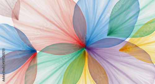 Abstract Artistic Illustration of Colorful Translucent Floral Petals