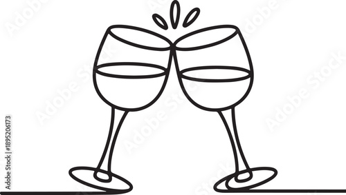  two  glasses clinking in a celebratory toast.