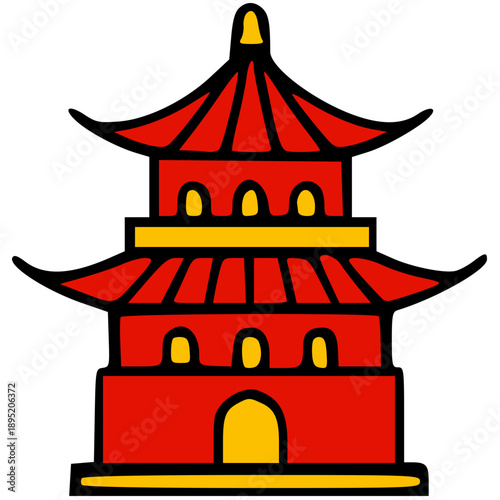 Chinese New Year Icon Set Vector Illustration
