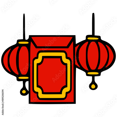 Chinese New Year Icon Set Vector Illustration