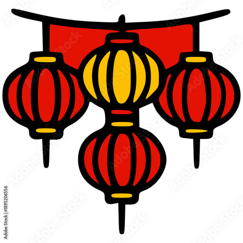 Chinese Lantern Festival Icon Illustration