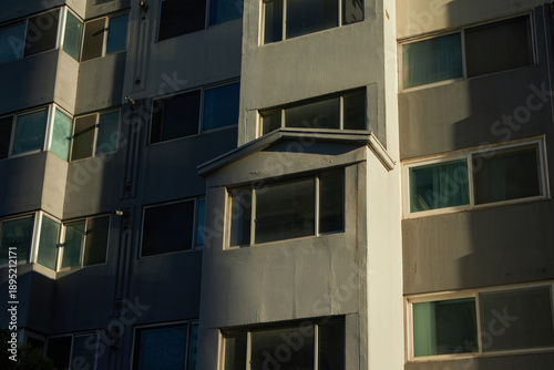 Strong Shadows on Apartment Facade With Windows, Minimal Architecture Background