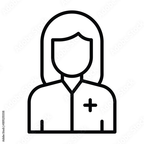 Avatar Of A Female Doctor In A White Coat, Medical And Healthcare Related Lineal Style Vector Icon.