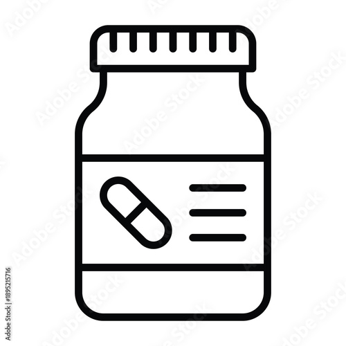 Medicine Jar Icon, Medical And Healthcare Related Lineal Style Vector Icon. 