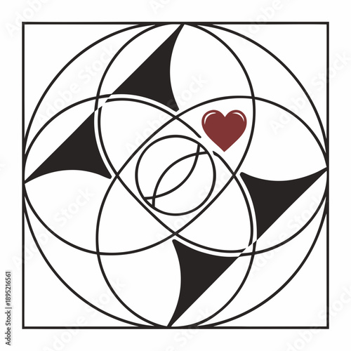 A heart symbol cleverly concealed within stark geometric negative space, embodying minimalist elegance and thoughtful design.