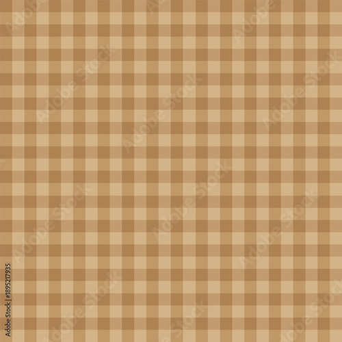 Brown checkered seamless pattern for coffee theme. Geometric background for fabric, tablecloths, scarves, clothing, wrapping paper and textile design.