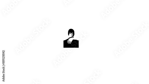 Silhouetted person covering face with hand in distress