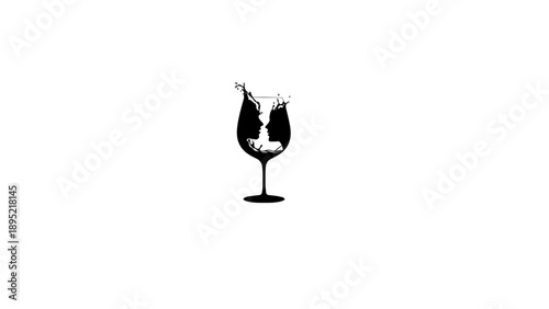 Creative couple faces in wine glass with splashing water