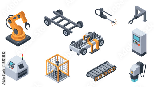 Isometric industrial automation and robotics equipment for manufacturing design