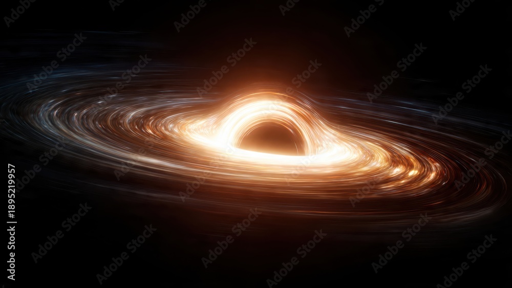 Fototapeta premium A captivating image of a black hole surrounded by swirling gas and light, illustrating the mysterious nature of these cosmic phenomena.