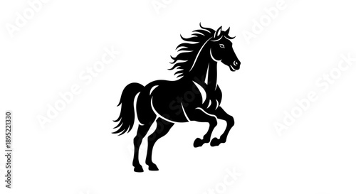 Black Horse Silhouette Running Freely.