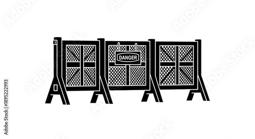 Caution construction site warning fence panel.