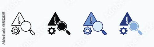 Risk Analysis Icon Sheet Multiple Style Collection Isolated Vector