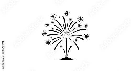 Fireworks Explosion Silhouette Celebration Illustration.