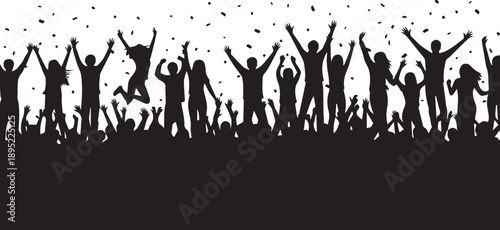 Crowd celebrating illustration vector people party dancing cheering event background