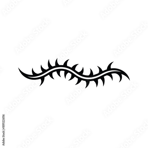A black spiky tribal style wave or line design on a white background