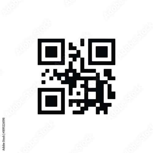 A black and white quick response code on a white background