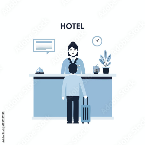 Guest Checking into Hotel at Reception Desk