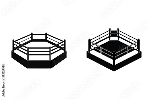 Boxing Ring Silhouette Icon Vector Illustration Sports Arena Design